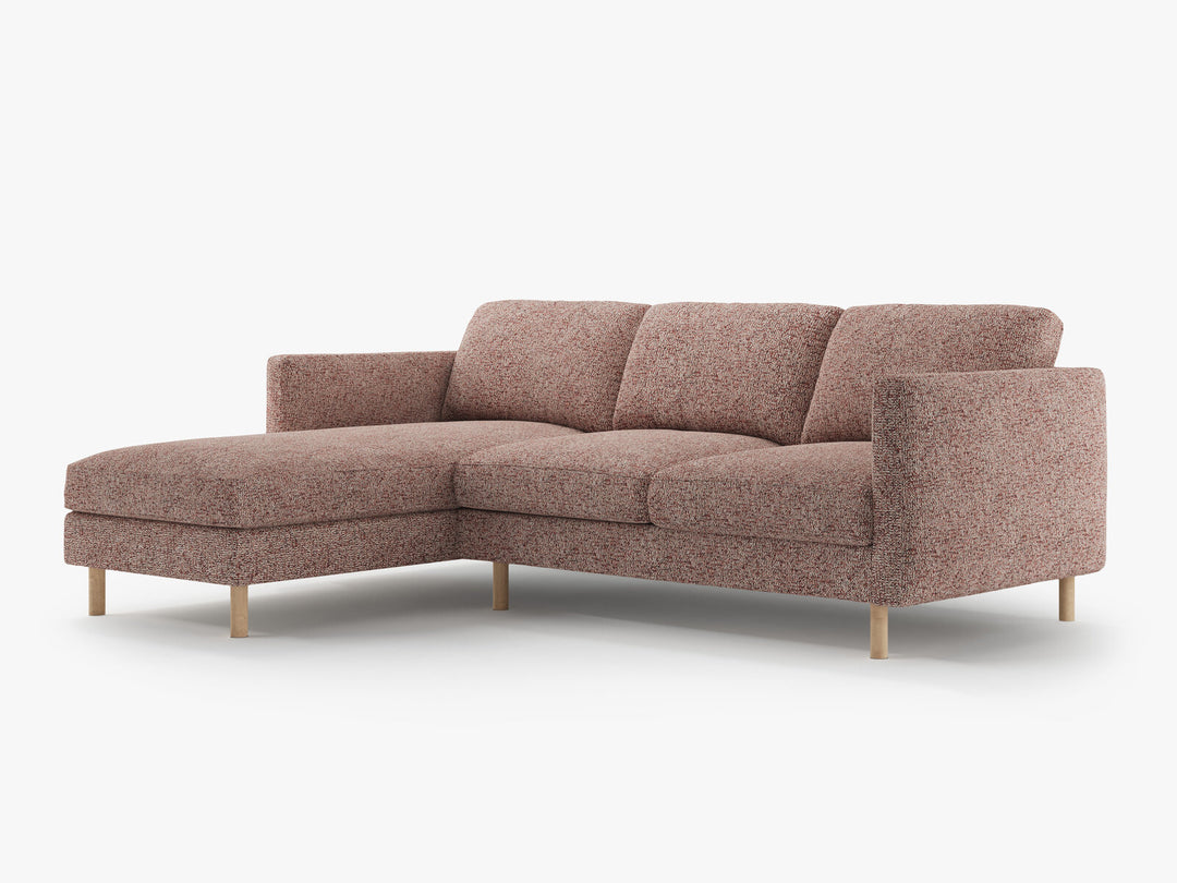 Micadoni Ecksofa Eden Groß 3-Sitzer Links Strukturierter Stoff Rosa Melange