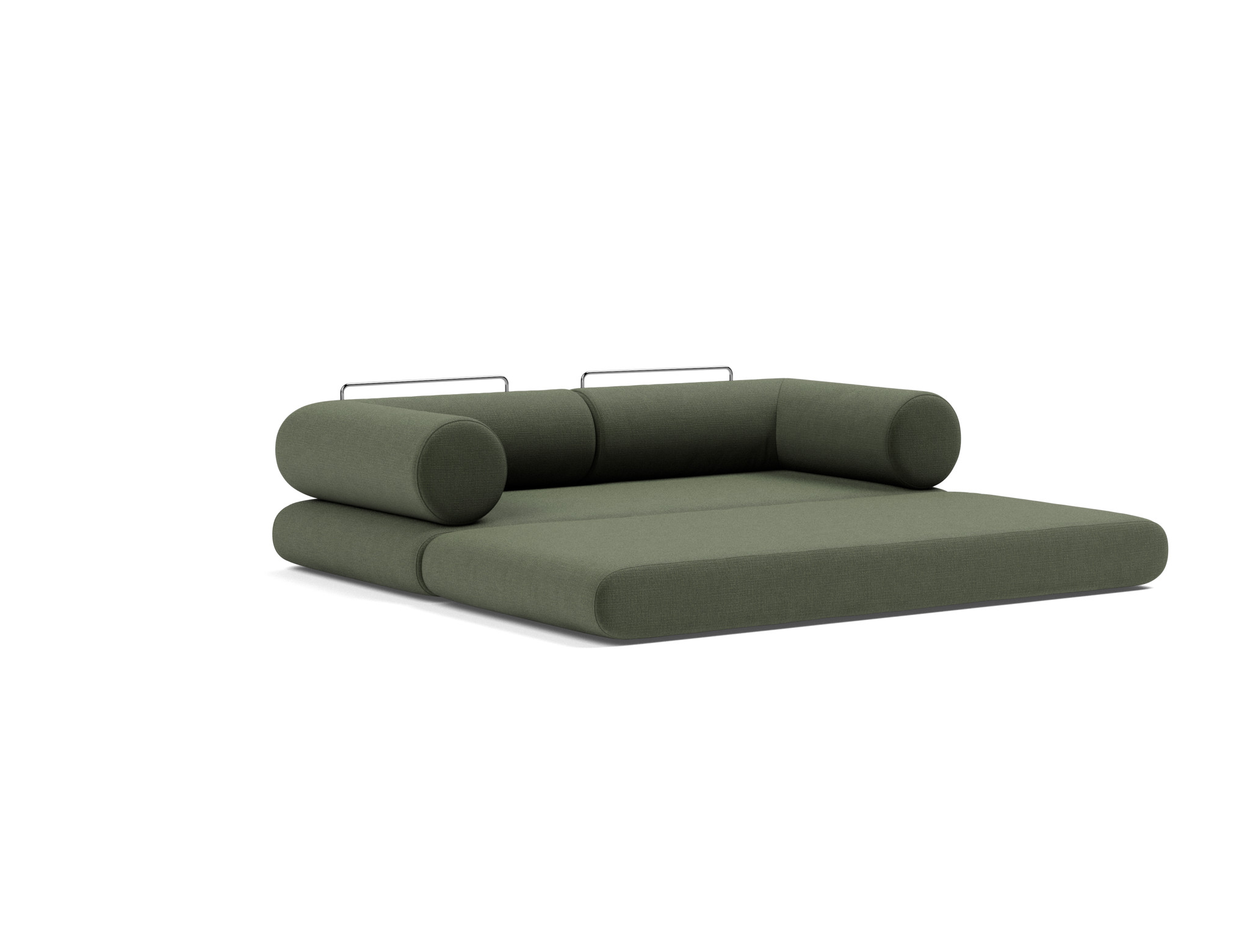Tagesbett Circlus mit L-förmigen Armlehnen Chenille Esina 413-Olive-Green