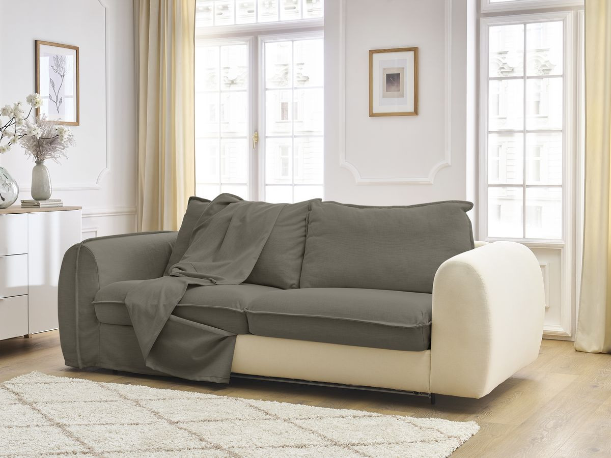 Bobochic Archimede Schlafsofa 3-Sitzer Stoff Taupe, Liegefläche 160 × 194 cm