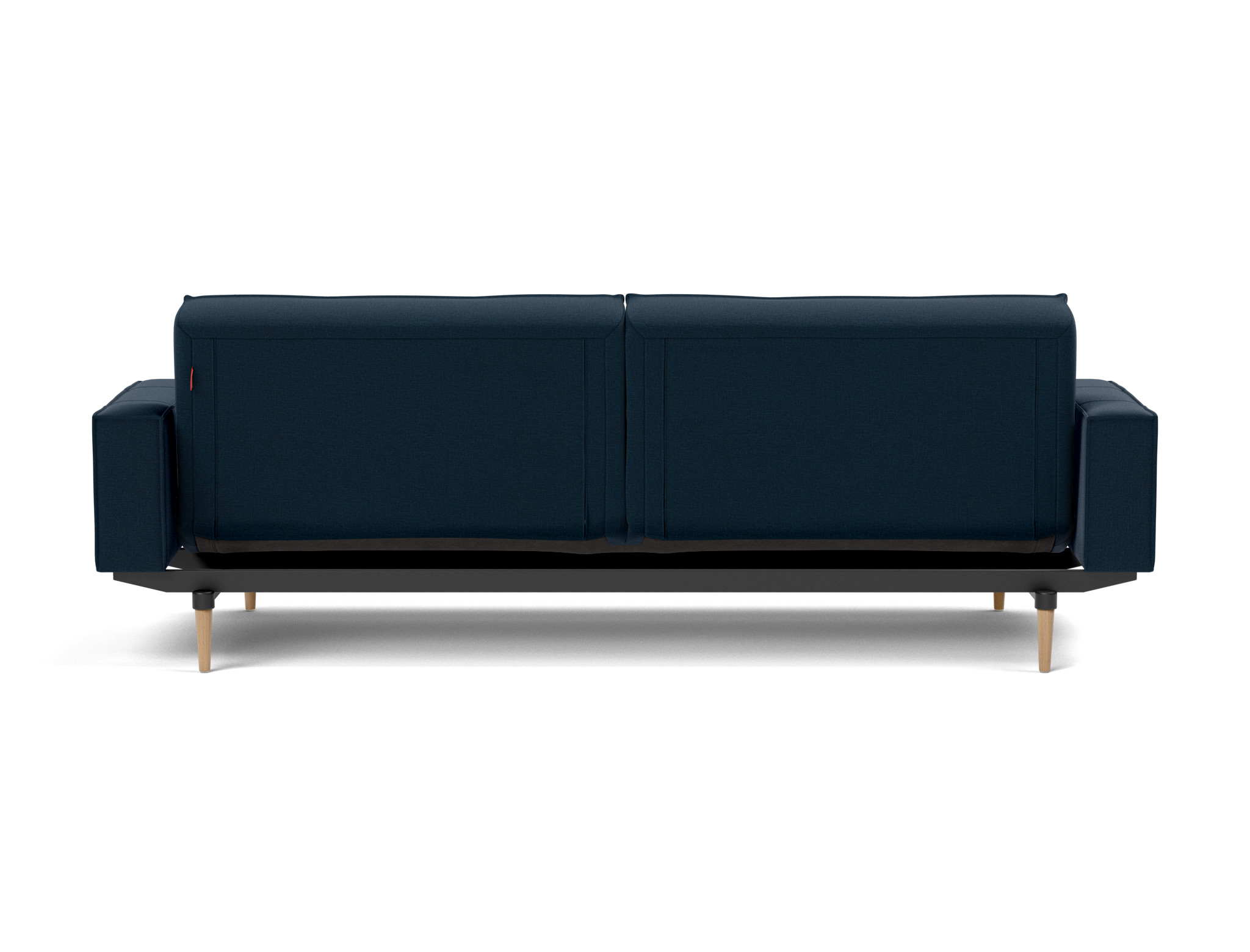 Schlafsofa Splitback mit Armlehnen Flachgewebe Mixed Dance 528-Blue Beine Styletto Eiche hell