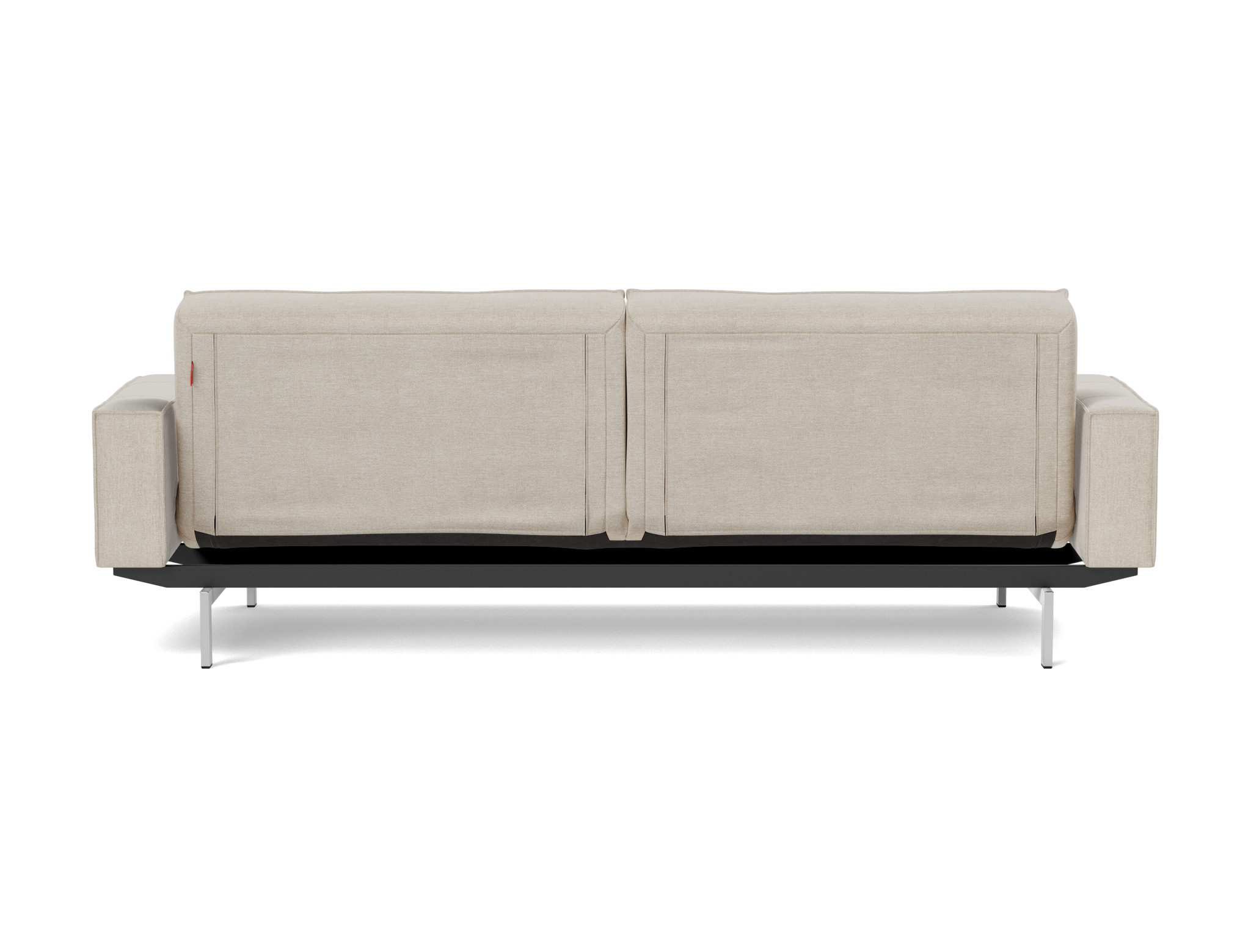 Schlafsofa Splitback mit Armlehnen Flachgewebe Phobos 586-Latte Beine Chrom