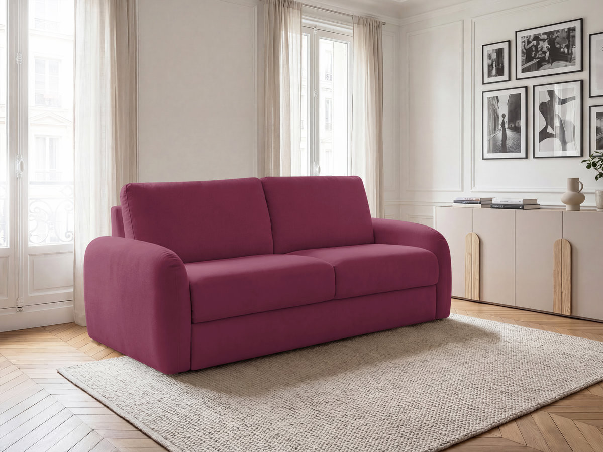 Bobochic Kenan Schlafsofa 3-Sitzer Stoff Rot, Liegefläche 140 × 196 cm