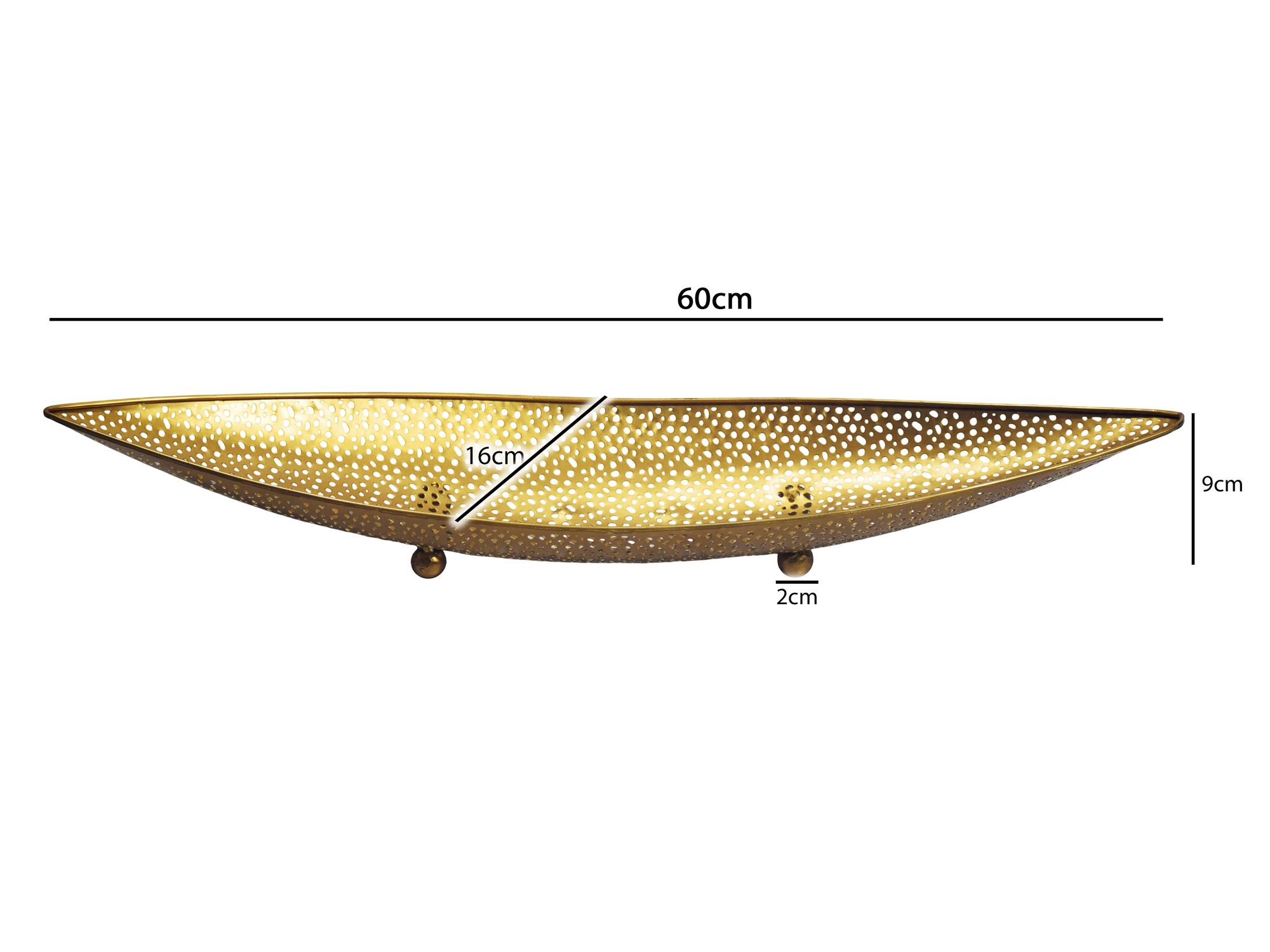 Dekoschale Lyngdal Metall Gold 60 × 16 × 9 cm