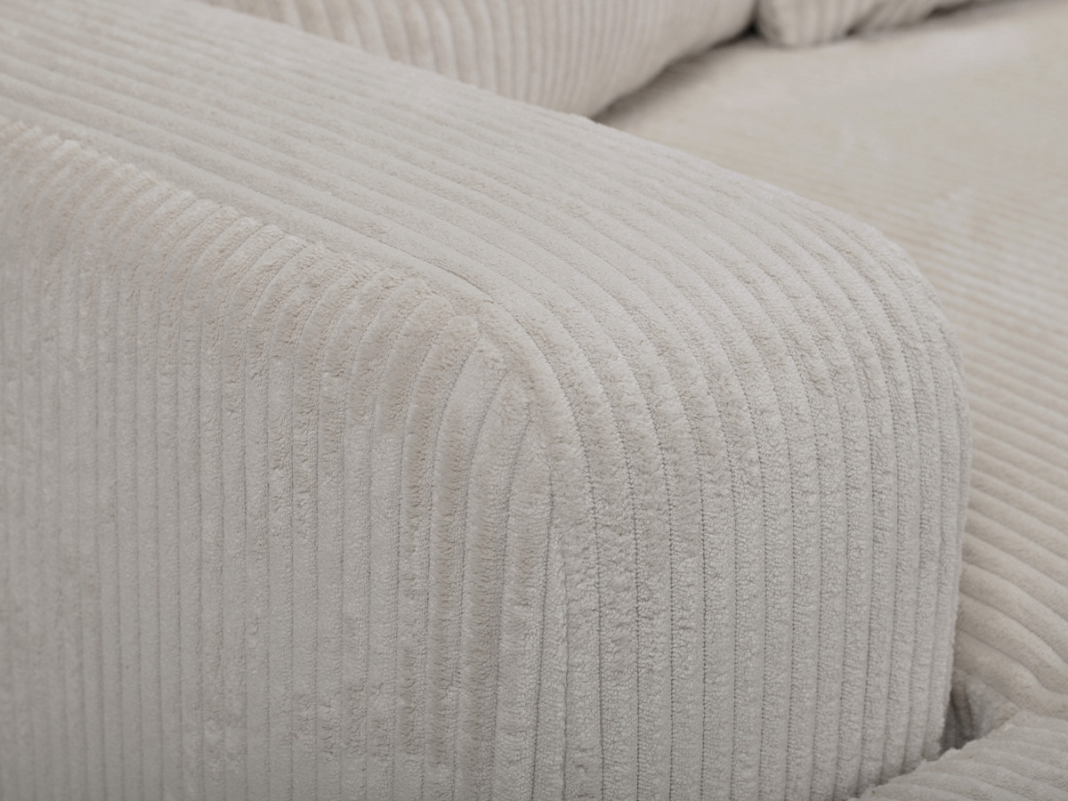 Bobochic Campi Ecksofa mit Schlaffunktion und Bettkasten Cordsamt Beige Ecke rechts