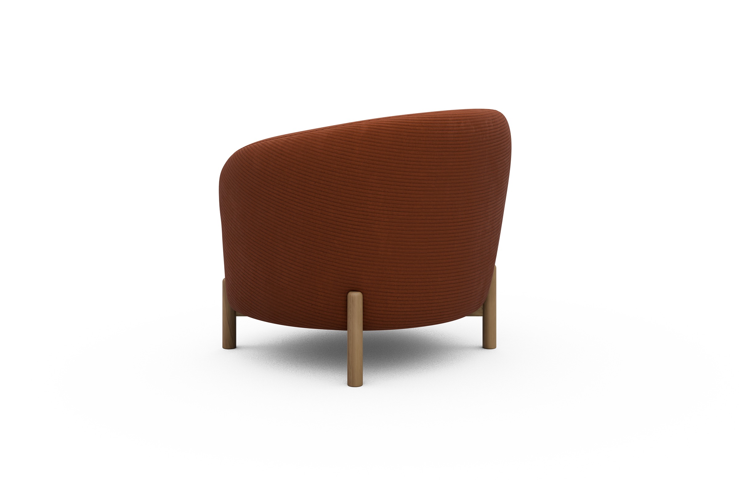 Sessel Ronda Holzbeine Eiche Natur Corduroy-Burnt-Orange