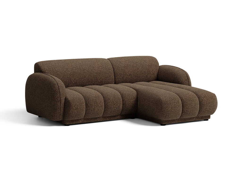 Cosmopolitan Design Ecksofa Bilbao 3-Sitzer kleine Version Boucle Miles Braun Rechts
