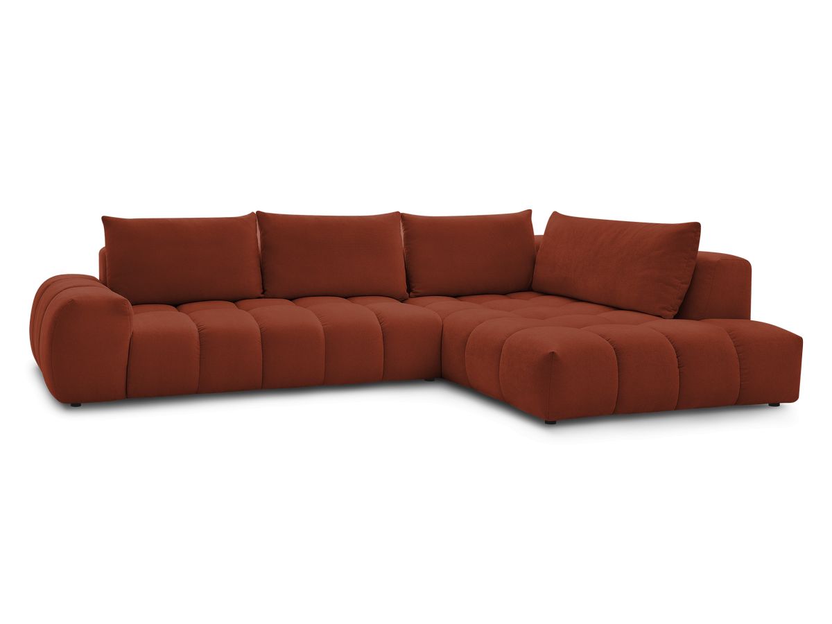 Bobochic Everest Ecksofa, 4 Kissen Strukturstoff Orange Ecke rechts