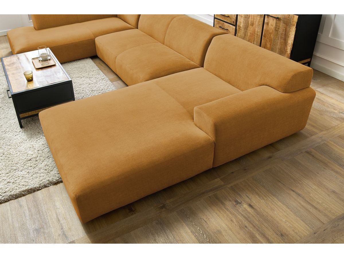 Bobochic Lavena Wohnlandschaft 399 × 220 cm Samt Gelb Ecke rechts