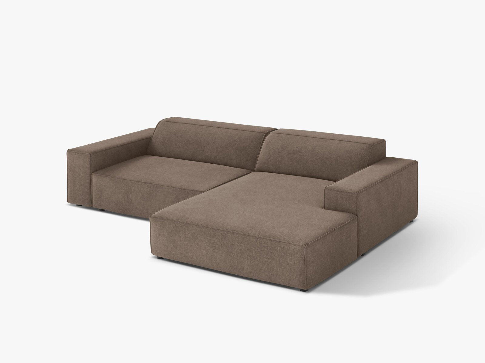 Micadoni Ecksofa Jodie 3-Sitzer Strukturierter Stoff Liberty Cappuccino Rechts
