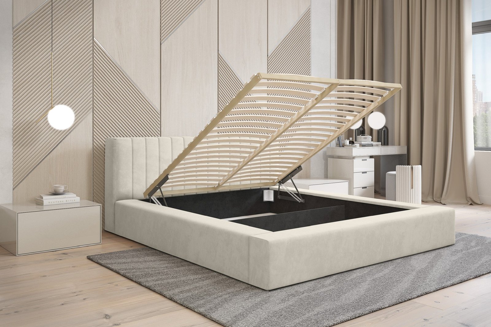 Polsterbett Carno Chenille 160x200 mit Holzrahmen Ditra-New 01