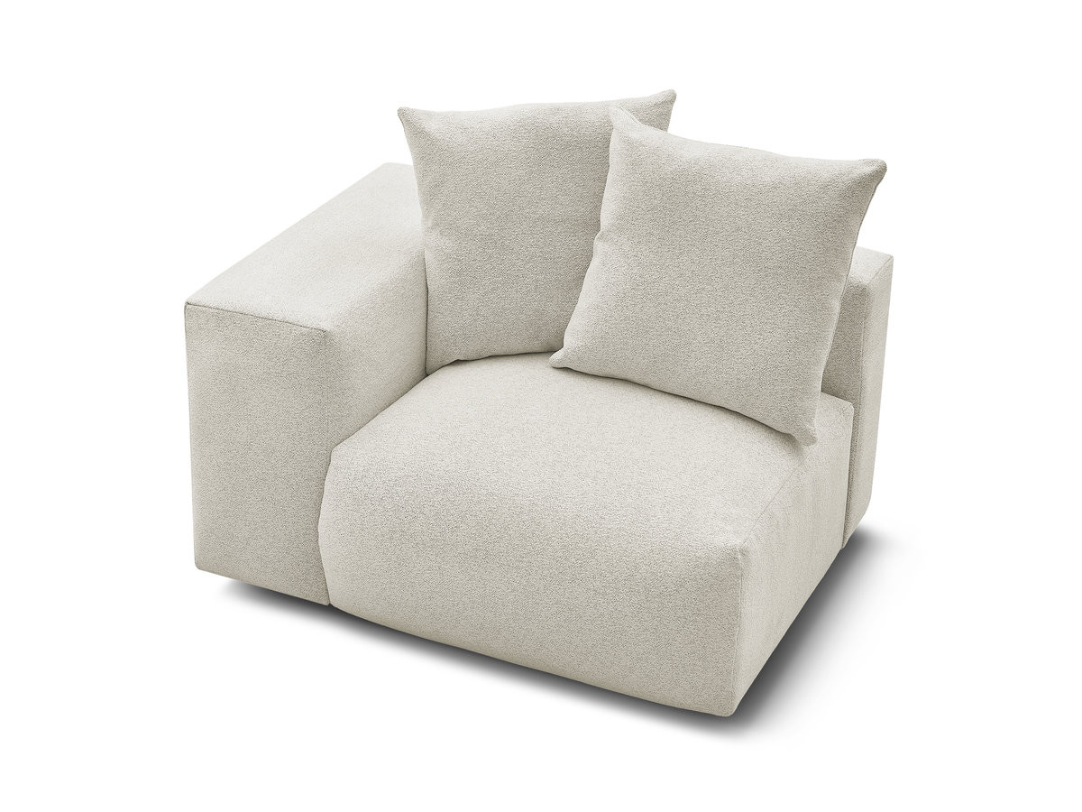 Bobochic Voltaire Sofamodul 1-Sitzer 130 × 100 cm Melange-Stoff Weiß Ecke links