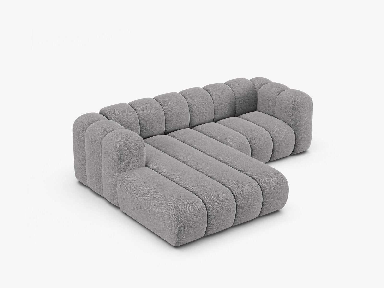 Micadoni Modulares Ecksofa Lupine 3-Sitzer Links Chenille Eden Hellgrau
