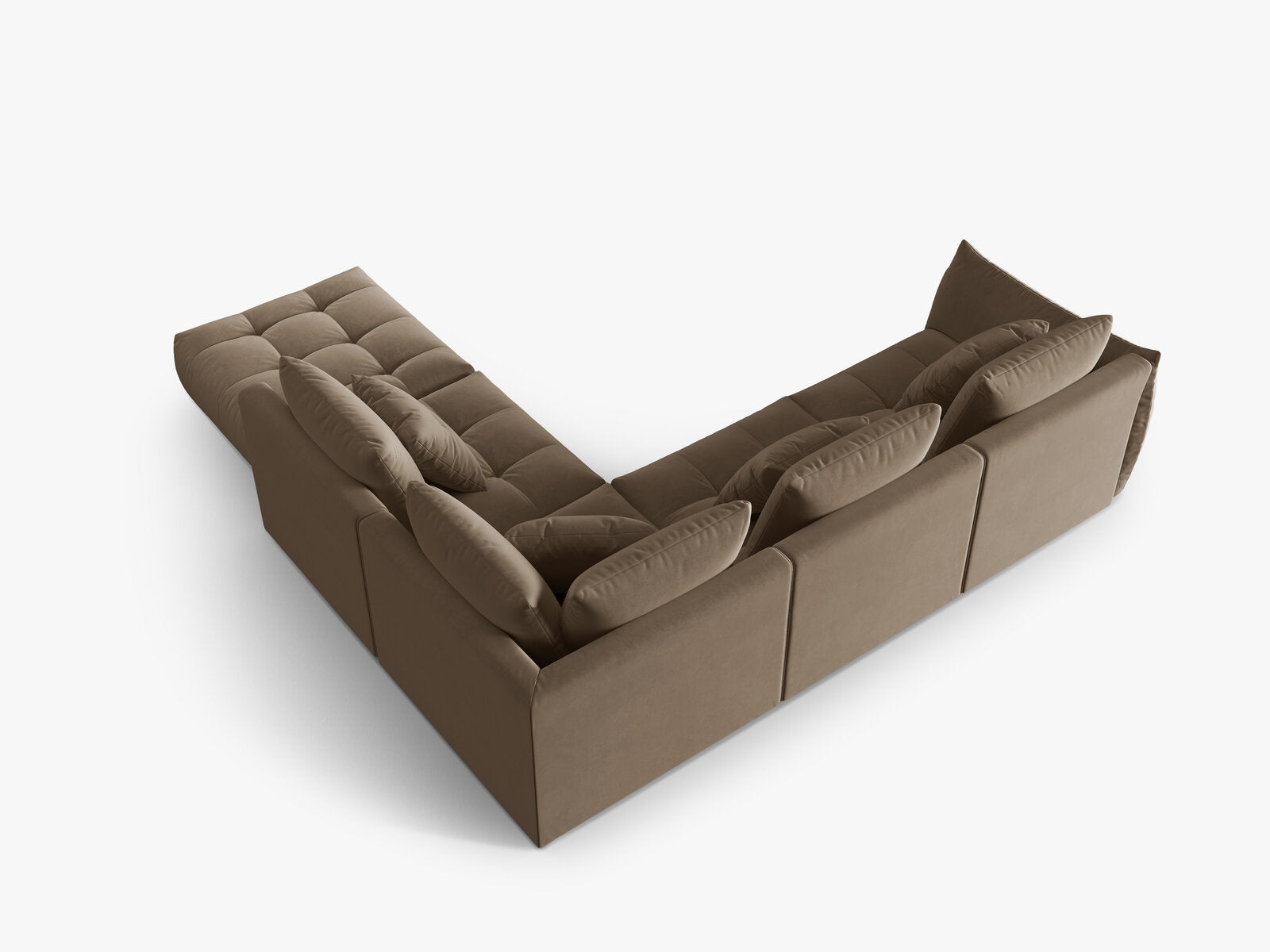 Micadoni Ecksofa Bloom 5-Sitzer Rechts Samt Hellbraun