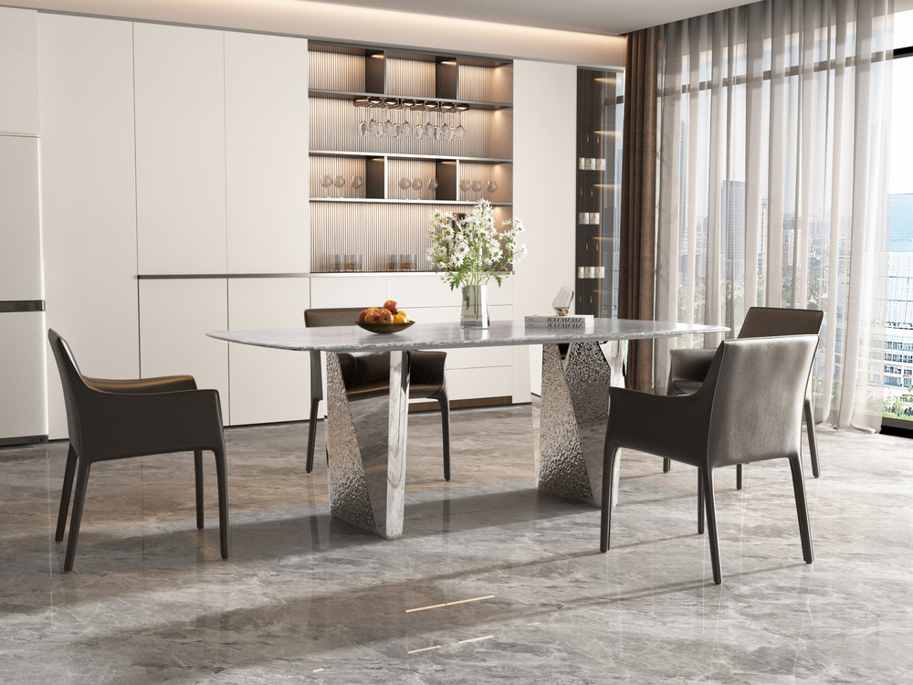 Livin Hill Esstisch 200cm Modig Silberne Beine, weiße Tischplatte M33
