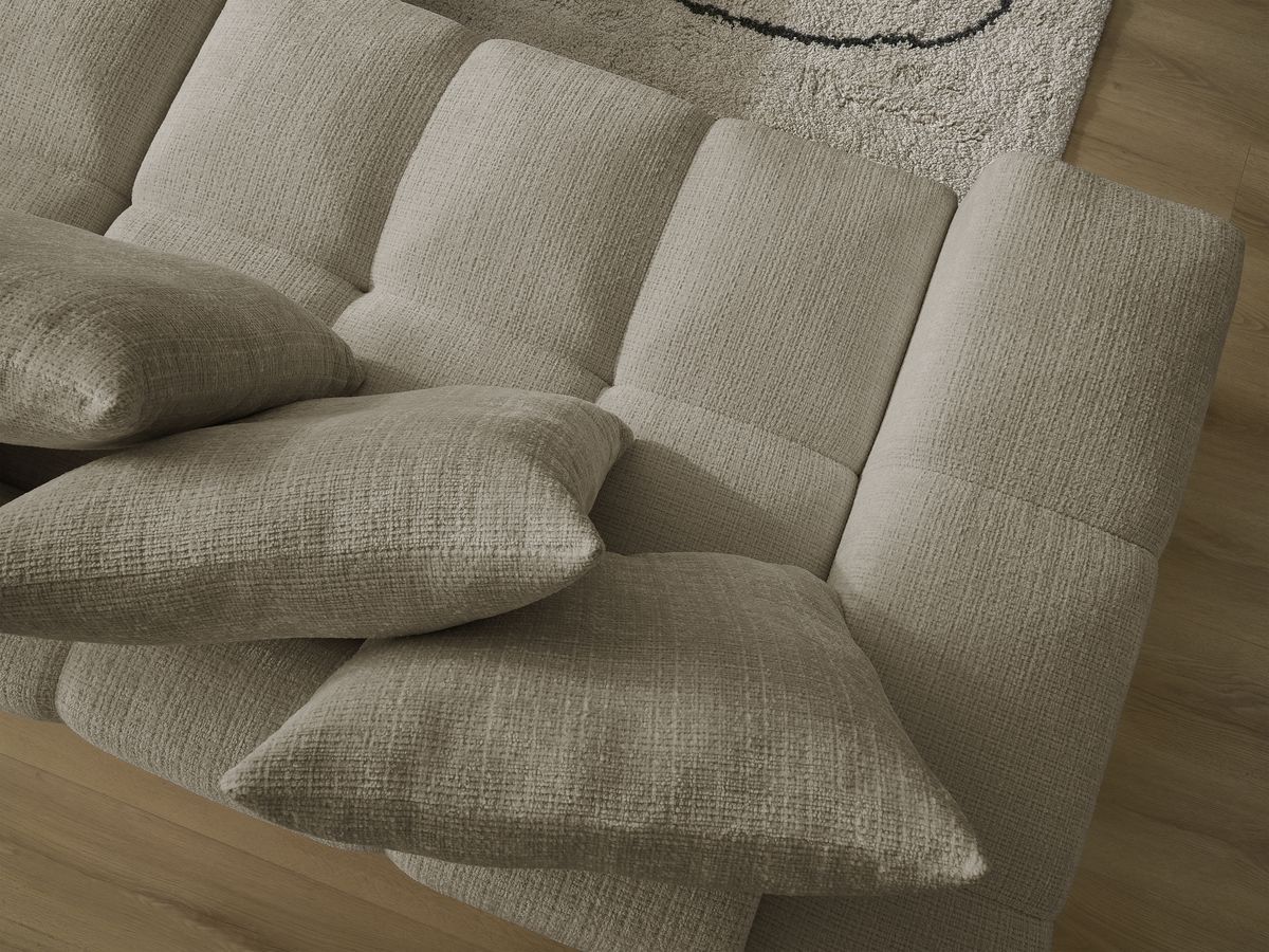 Bobochic Anakin Schlafsofa 3-Sitzer mit Bettkasten, 6 Kissen Strukturstoff Taupe