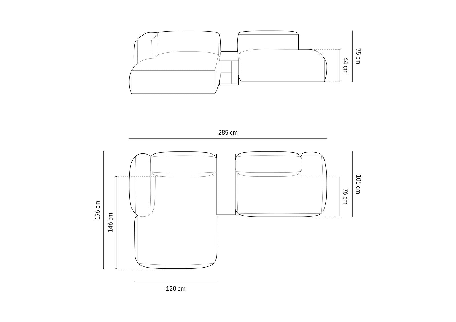 Micadoni Ecksofa Martina 2-Sitzer mit Couchtisch Links Strukturierter Stoff Grün