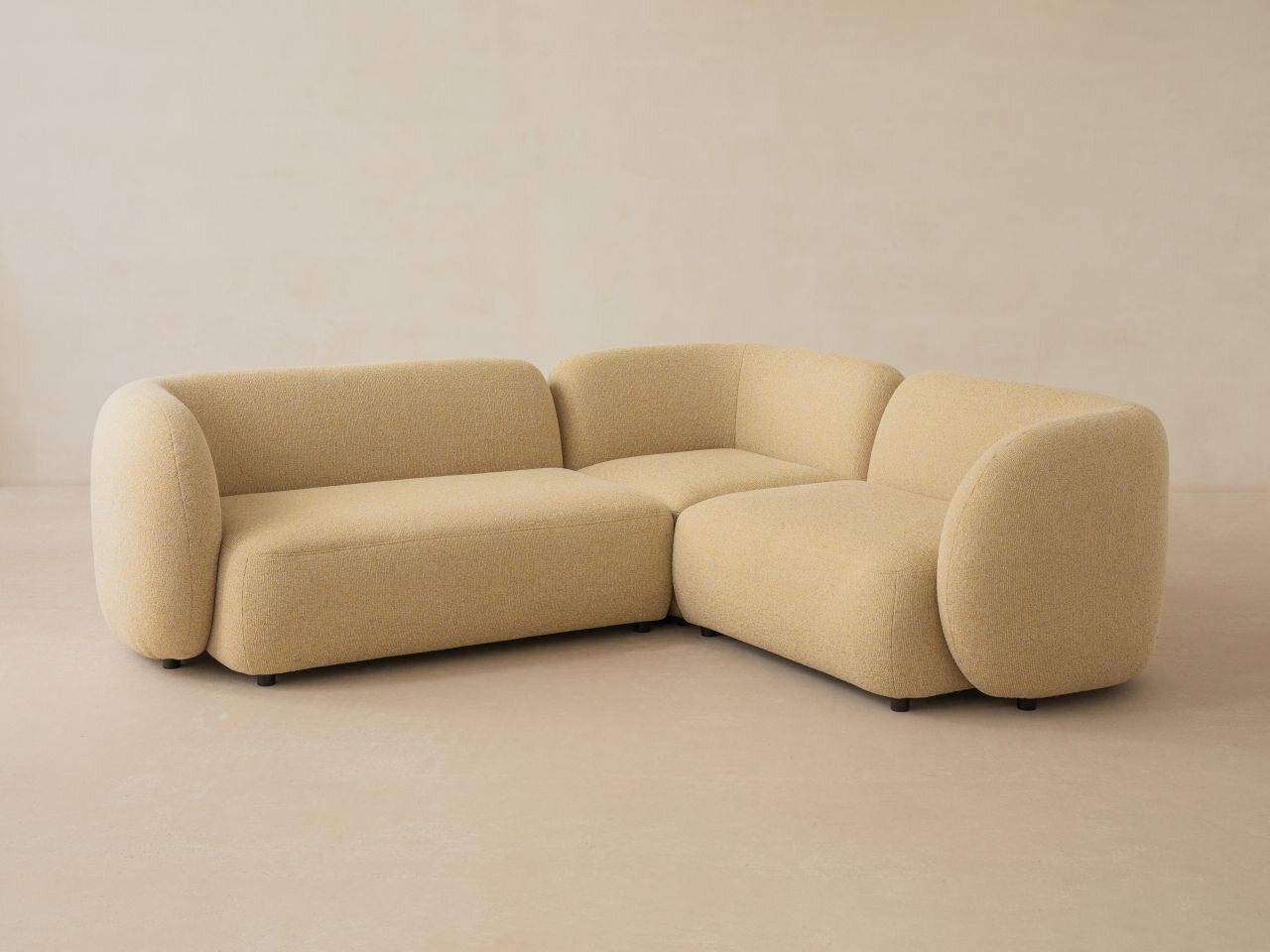 Micadoni Ecksofa Kate 3-Sitzer Links Boucle Dunkelblau