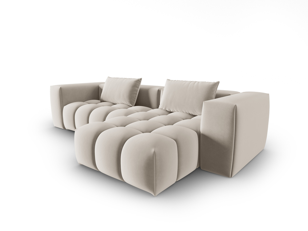 Cosmopolitan Design Ecksofa Verona 3-Sitzer Samt Casino Ecru Rechts