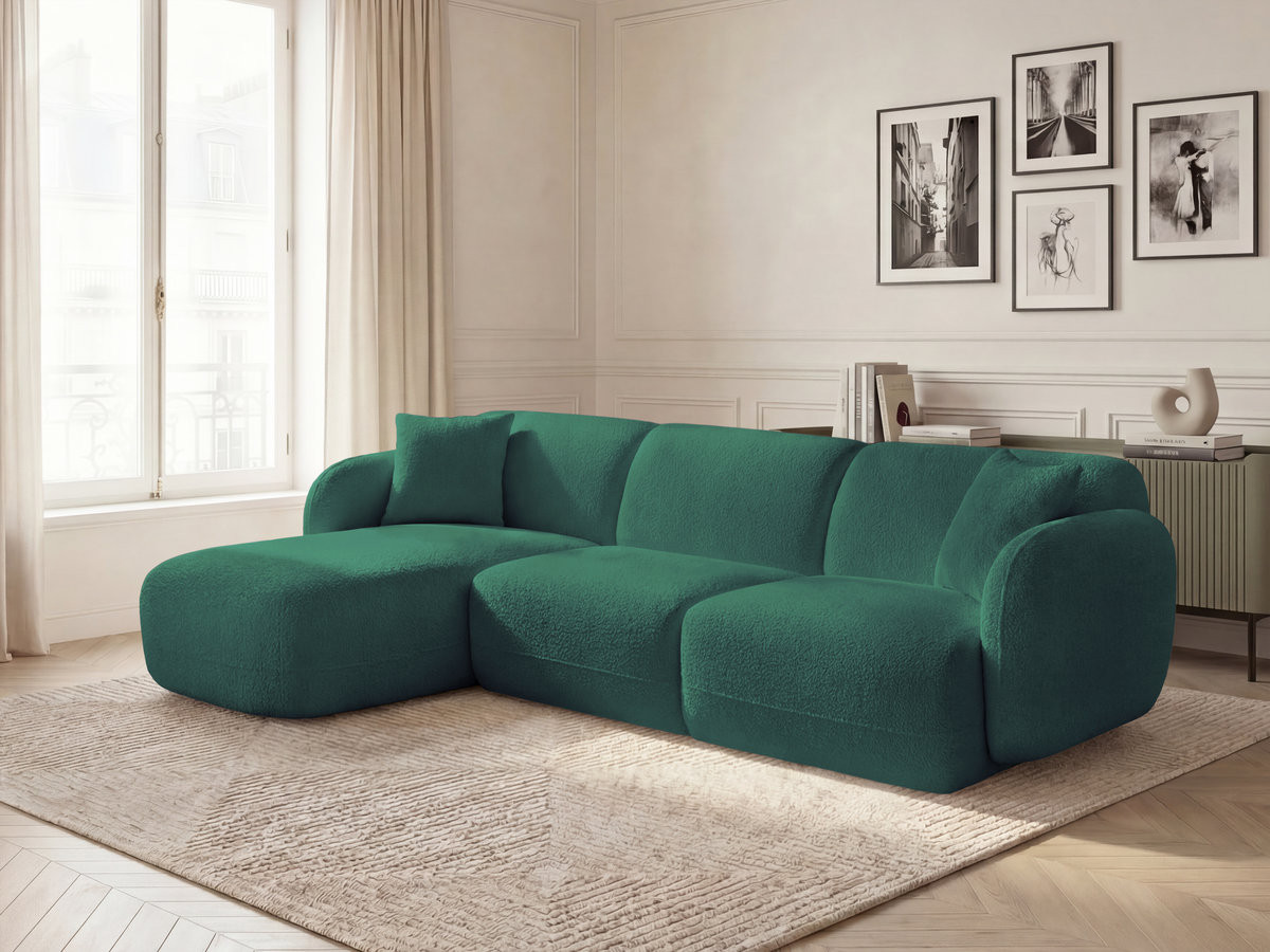 Bobochic Anda Ecksofa 292 × 163 cm Chenille Dunkelgrün Ecke links