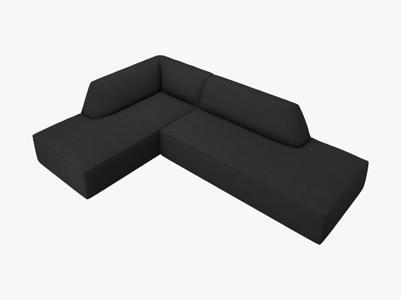 Micadoni Ecksofa Ruby 4-Sitzer Links Strukturierter Stoff Ottawa Schwarz