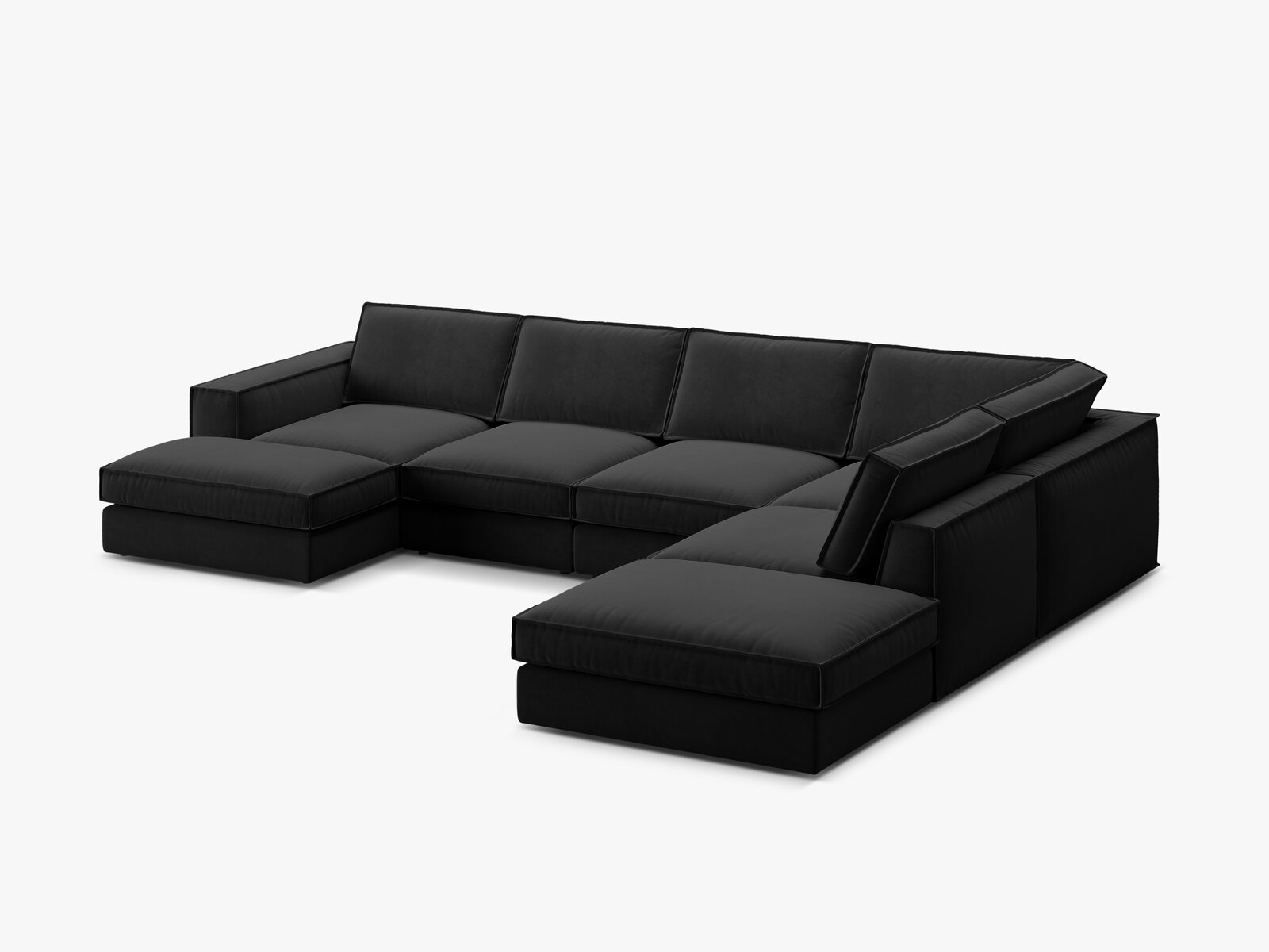 Micadoni modulares Panorama Ecksofa Pola 5-Sitzer Rechts Samt Salvador Schwarz