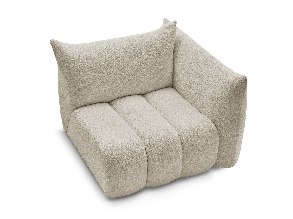 Bobochic Azra Sofamodul 1-Sitzer 117 × 112 cm Bouclé-Stoff Beige Ecke rechts