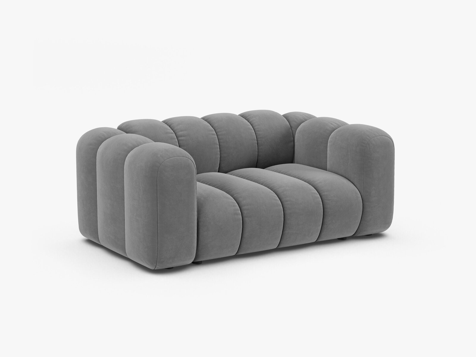 Micadoni Sofa Lupine 2-Sitzer kleine Version Samt Venus Hellgrau