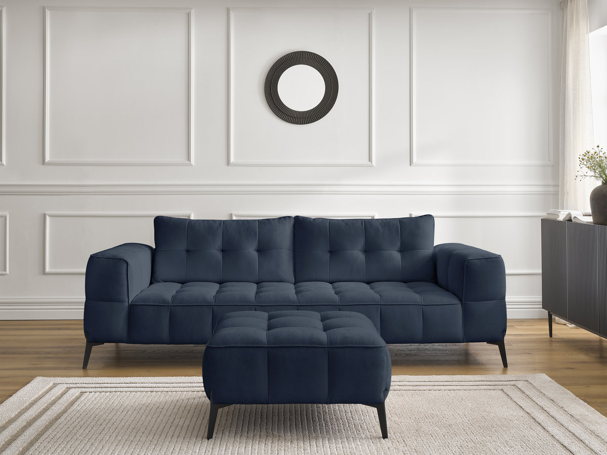 Bobochic Anis Sofa 3-Sitzer mit Pouf Strukturstoff Blau