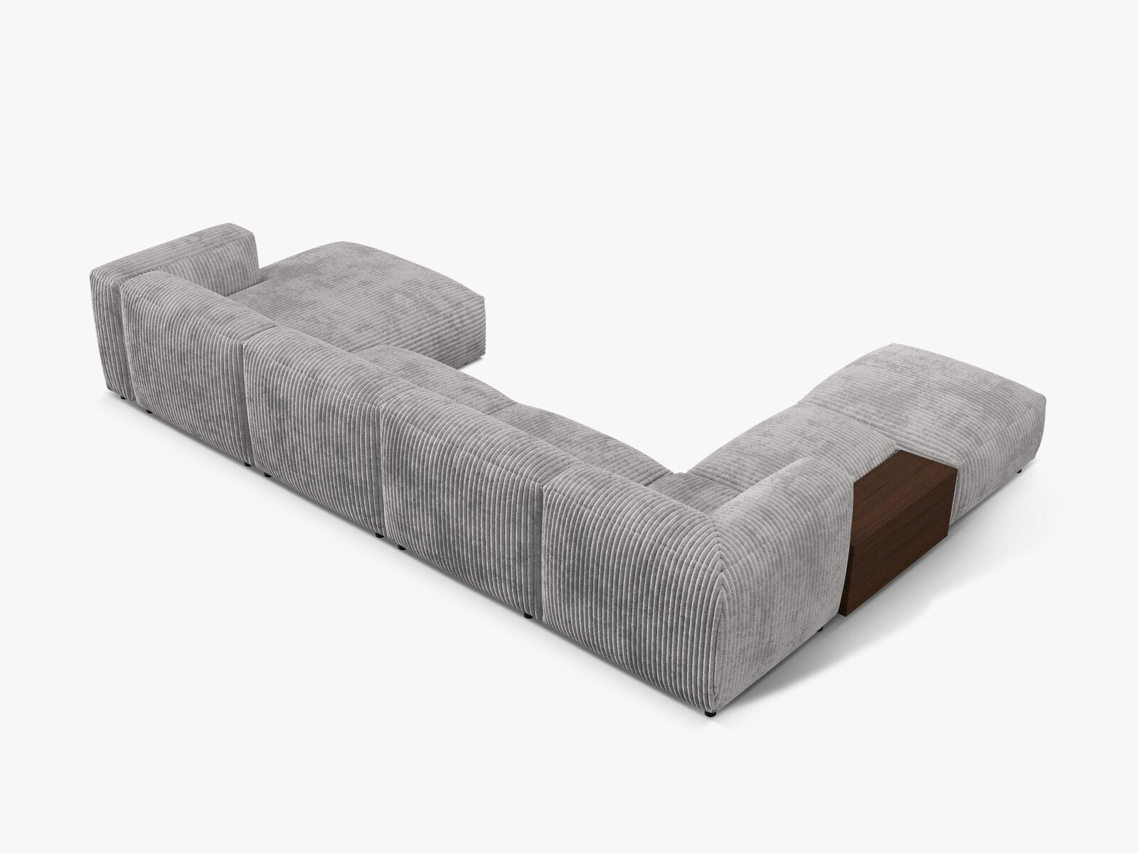 Micadoni Panorama-Ecksofa Martina 5-Sitzer Links Kord Hellgrau