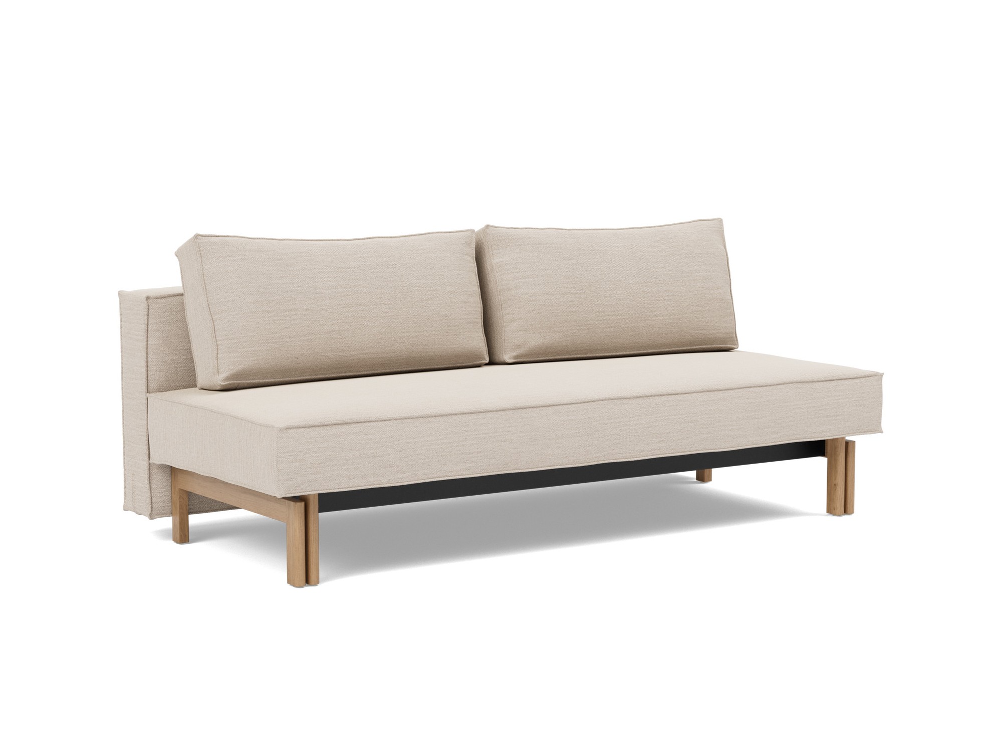 Schlafsofa Sly Webstoff Blida 612-Sand-Grey Beine Eiche