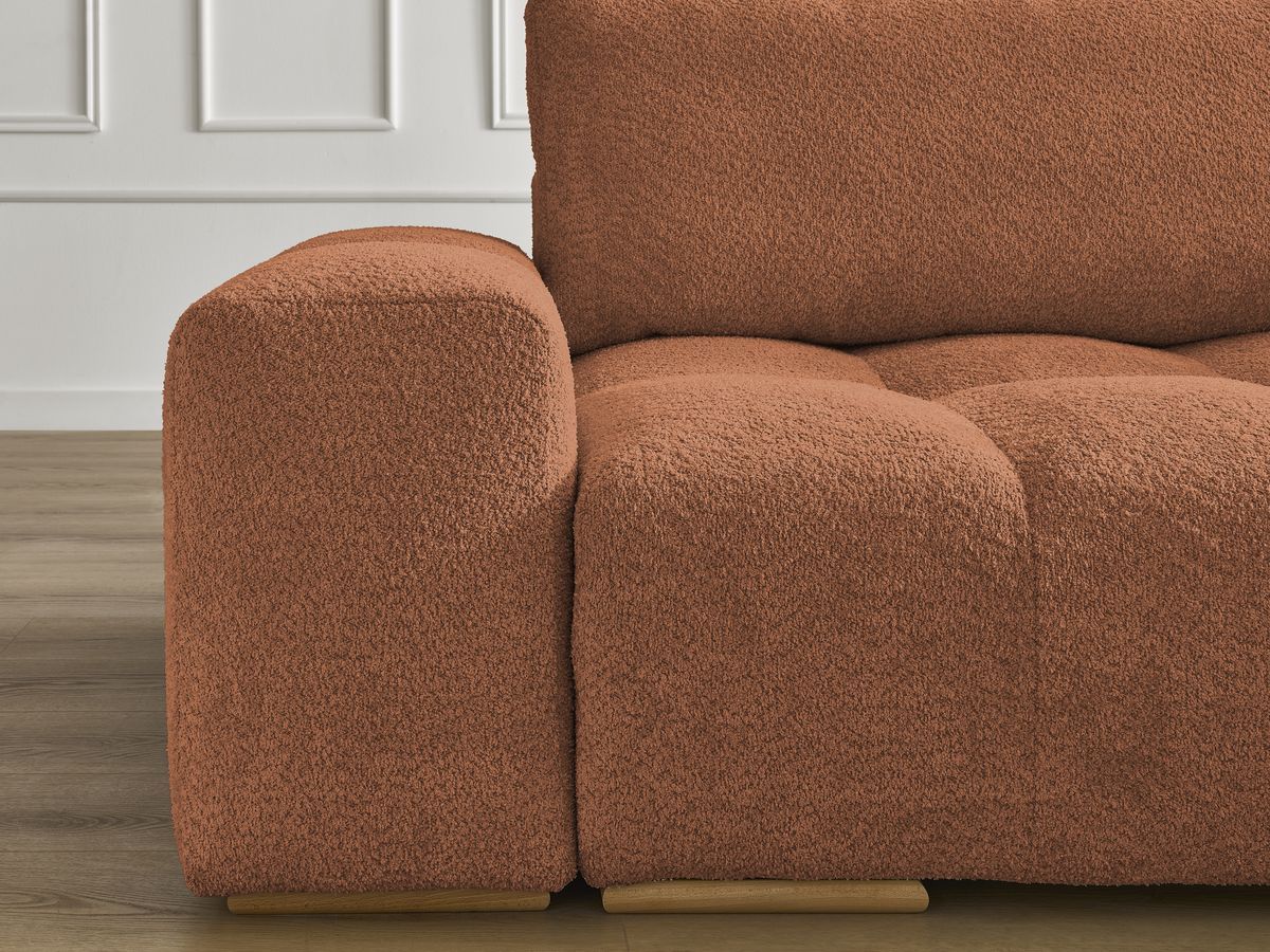 Bobochic Anakin Sofa 3-Sitzer, 2 Kissen Bouclé-Stoff Orange