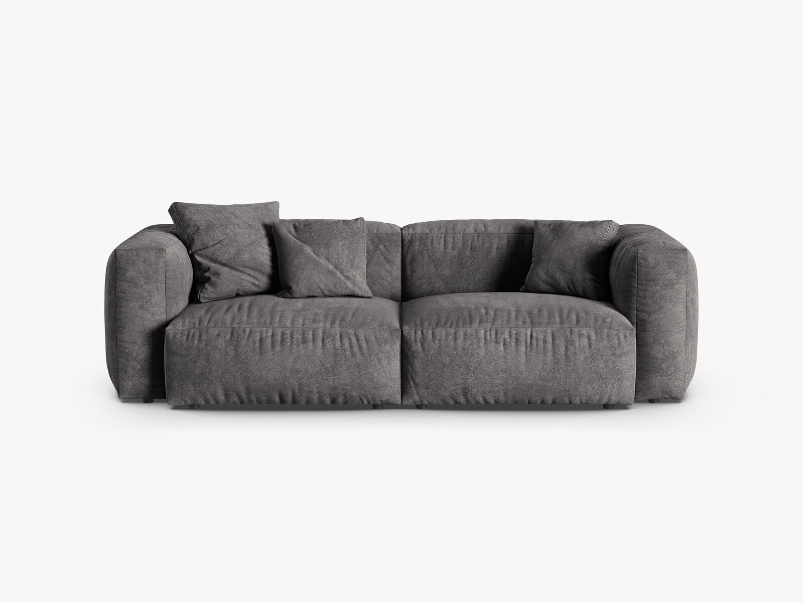 Micadoni Sofa Martina 3-Sitzer 90cm Sitztiefe Samt Vogue Grau