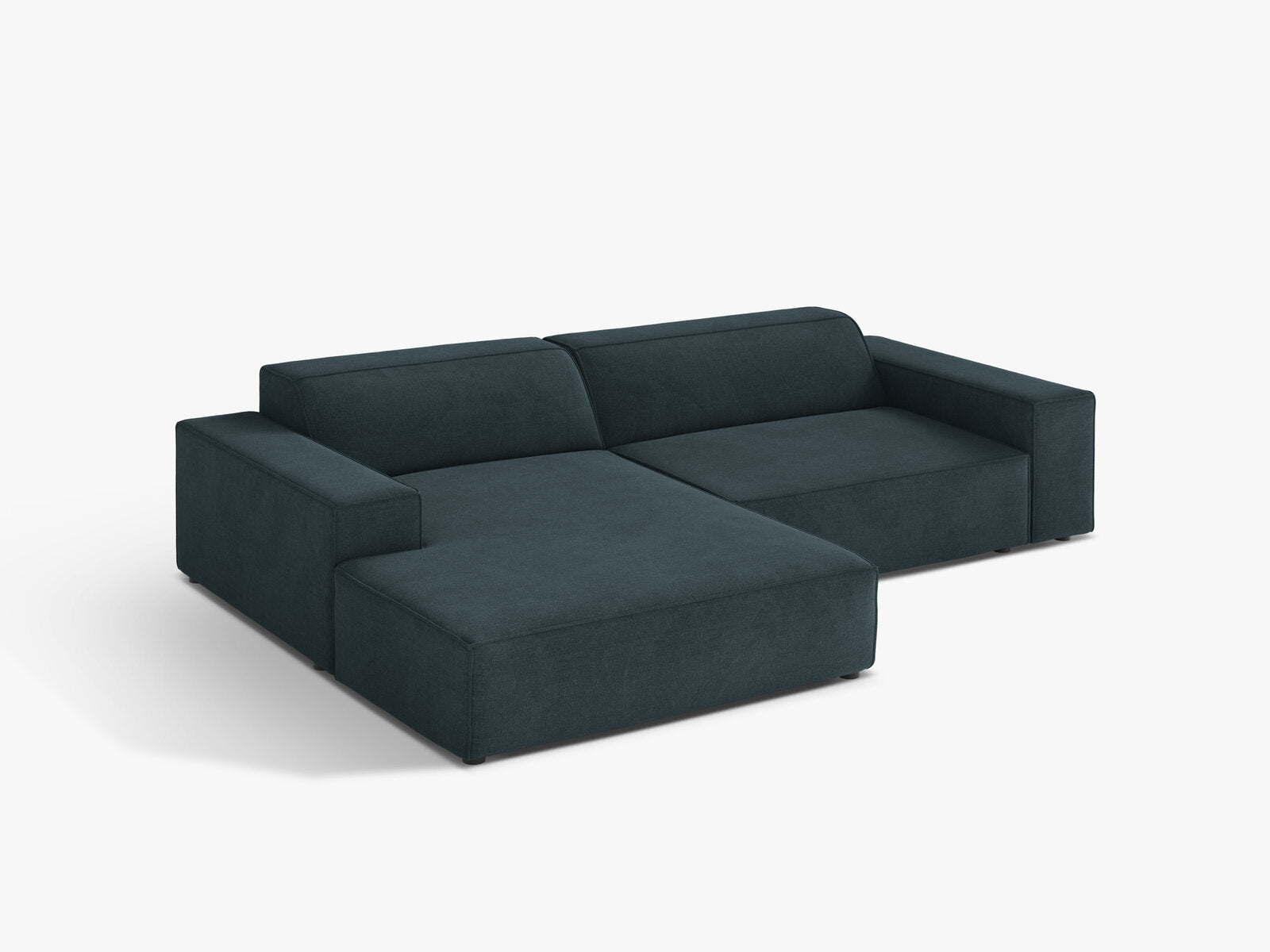 Micadoni Ecksofa Jodie 3-Sitzer Links Strukturierter Stoff Liberty Dunkel Petrol