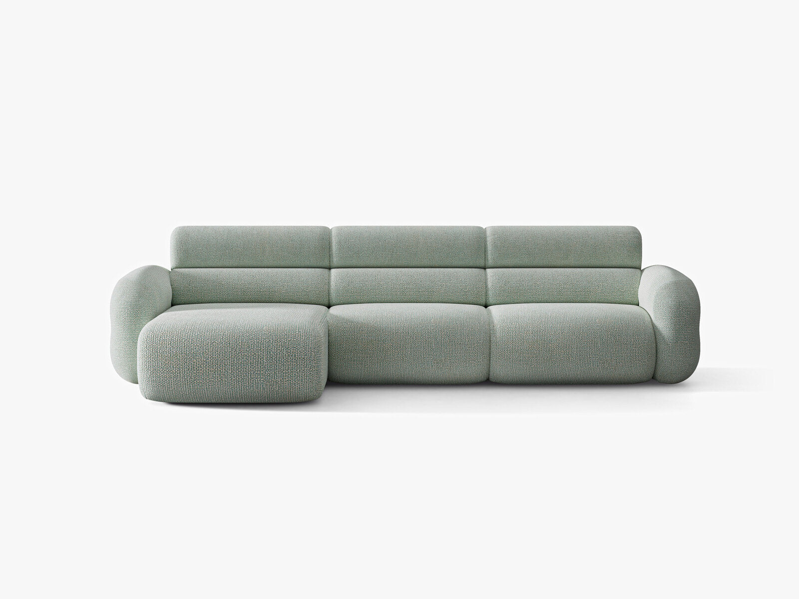 Micadoni Neo Ecksofa 4-Sitzer Links Chenille SILENCIO Gedämpftes Blau