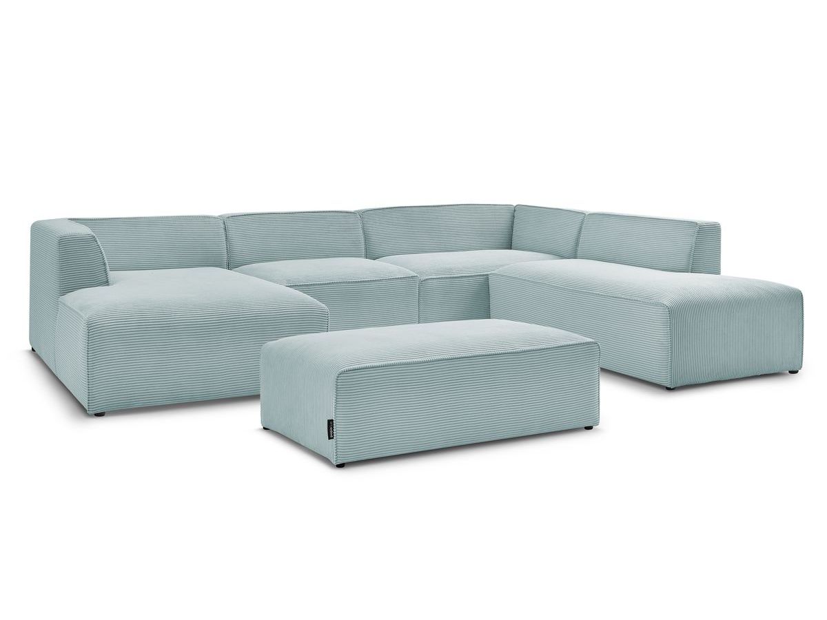 Bobochic Megeve Wohnlandschaft mit Pouf Cordsamt Hellblau Ecke links