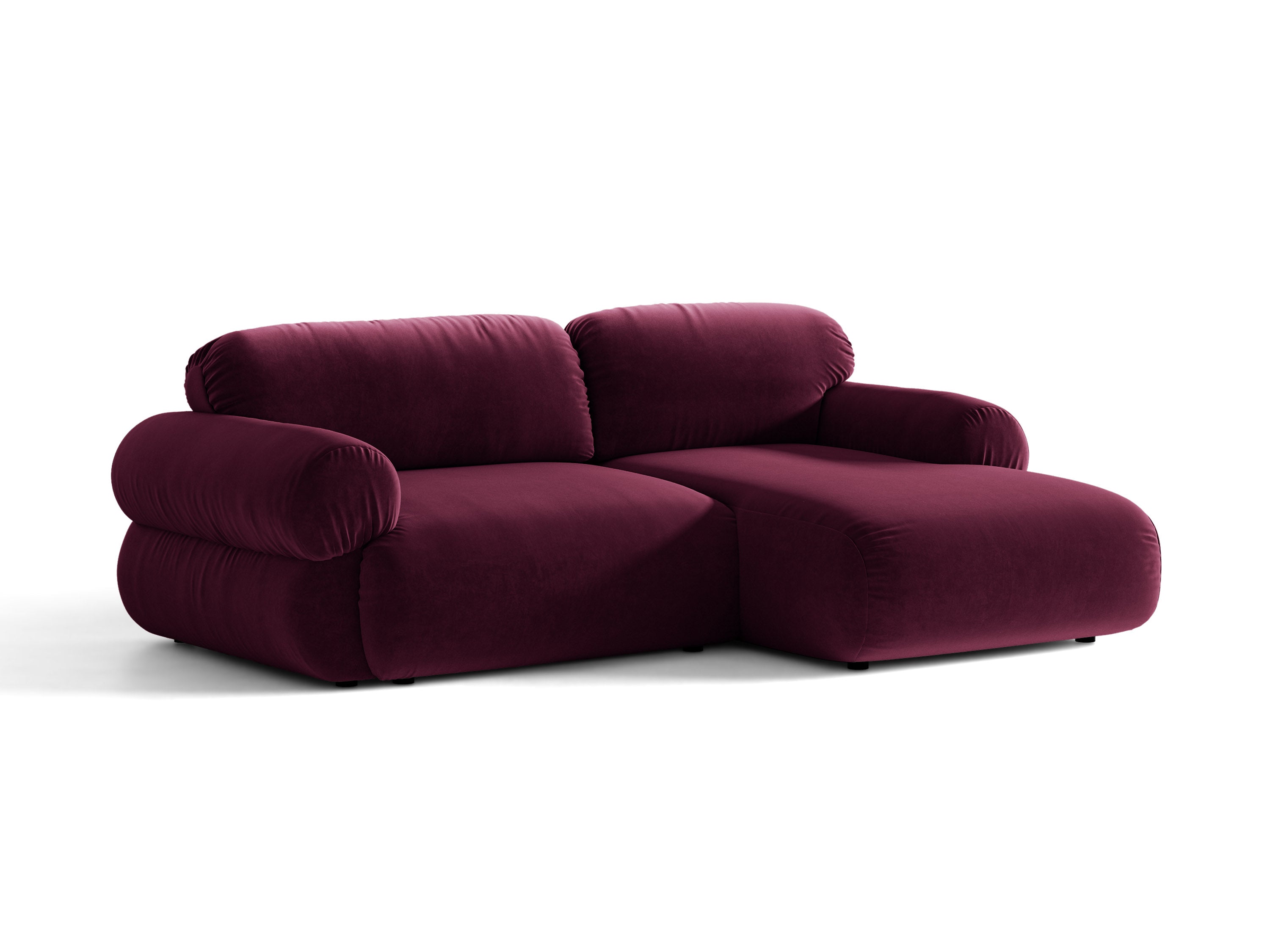 Micadoni Ophelia Ecksofa 4-Sitzer Rechts Samt Venus Burgundfarben
