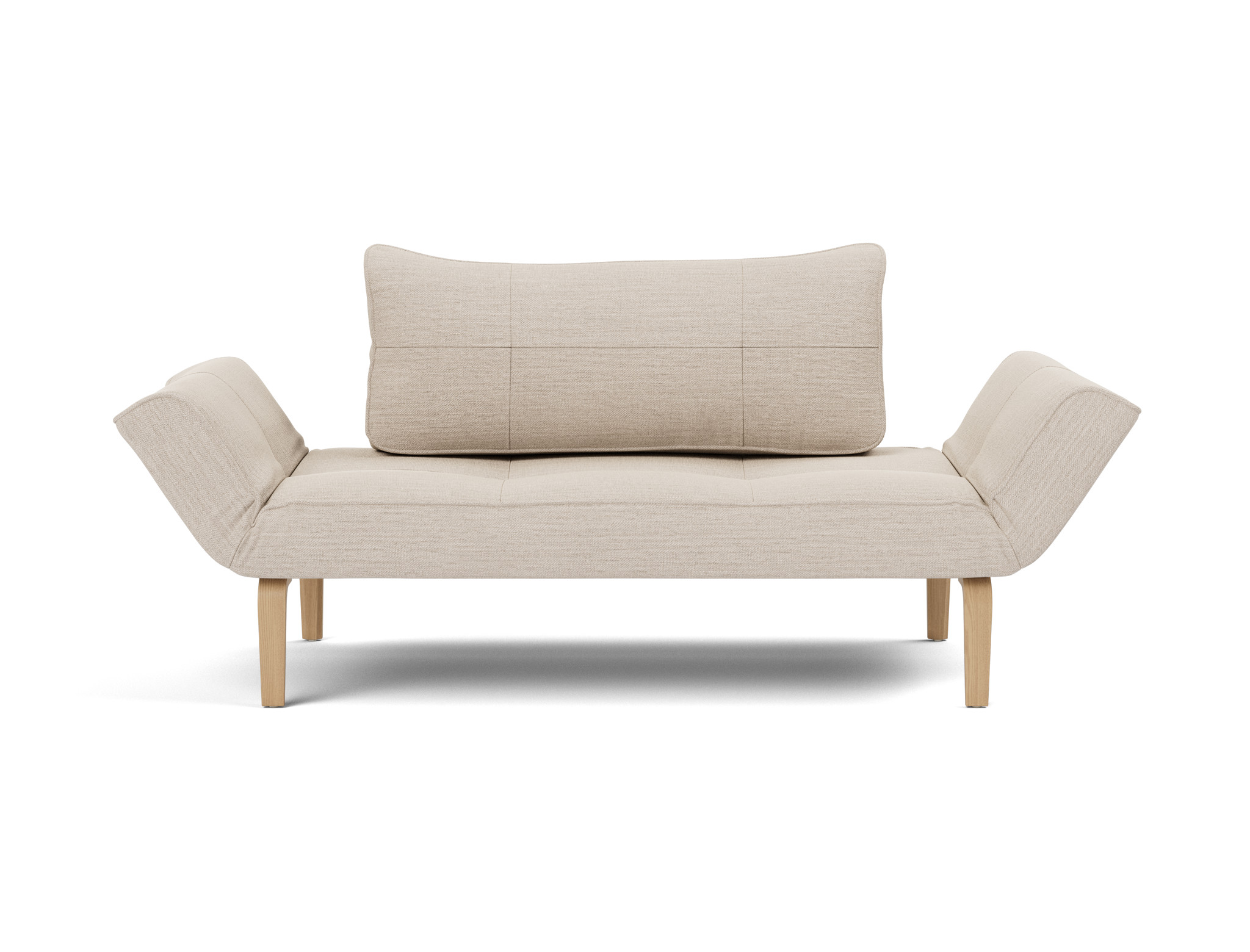 Tagesbett Zeal Webstoff Blida 612-Sand-Grey Beine Bow Eiche