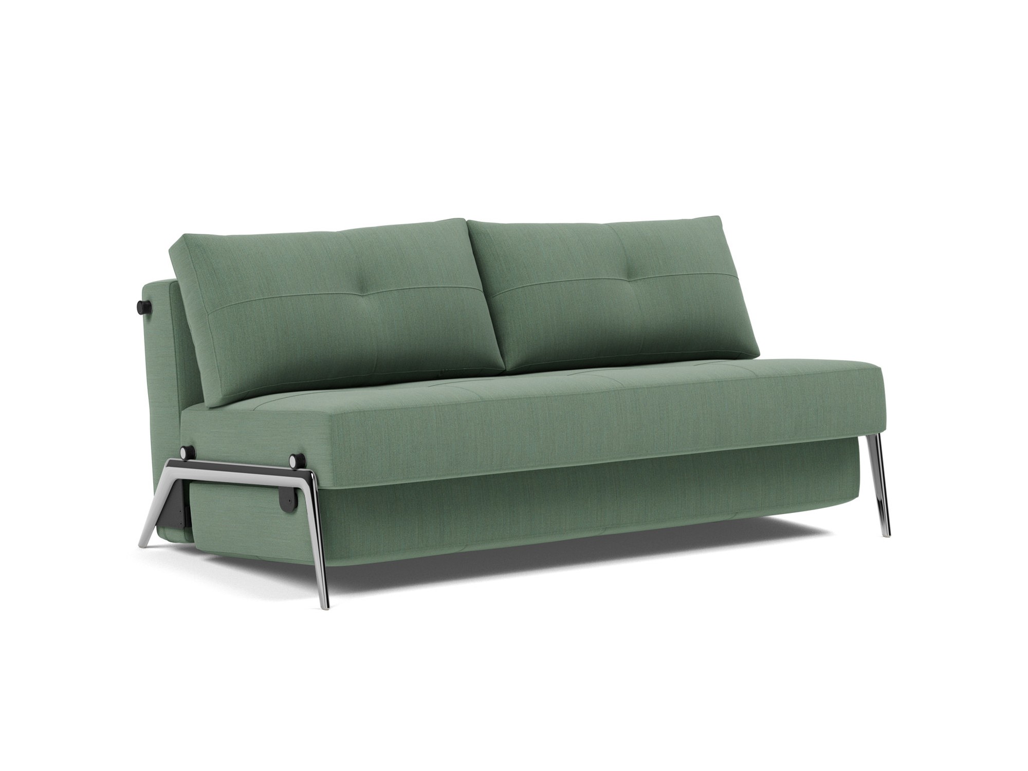 Schlafsofa Cubed 160 Flachgewebe Elegance 518-Green Beine Aluminium