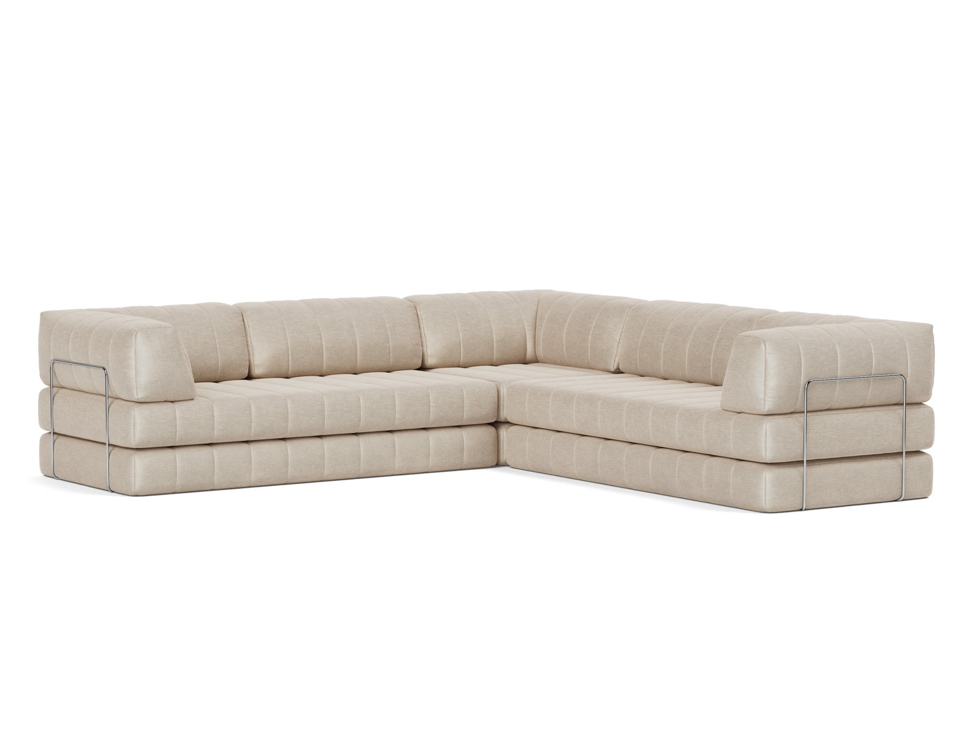 Eck-Schlafsofa CozyPad mit Armlehnen Flachgewebe Phobos 586-Latte