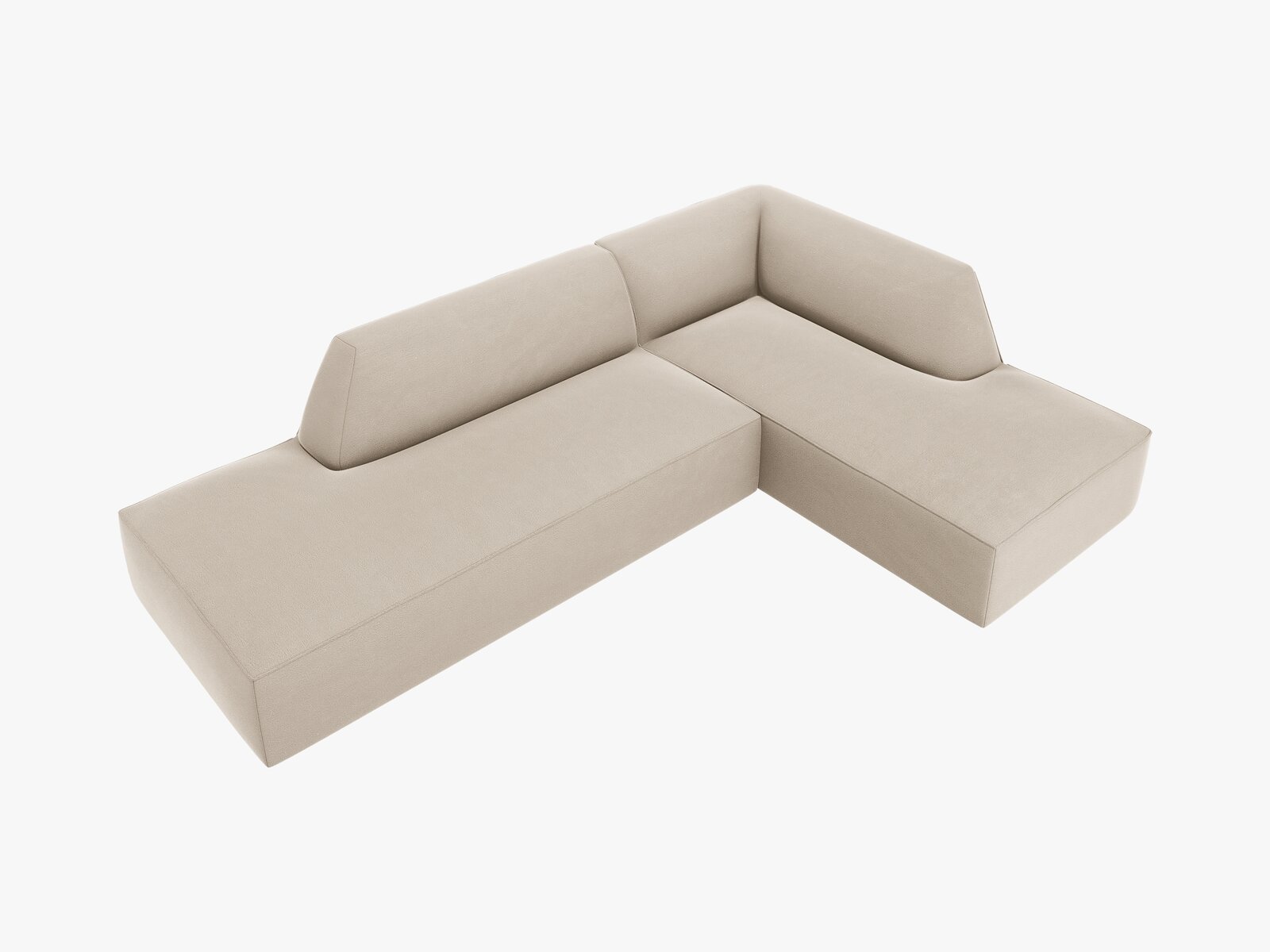Micadoni Ecksofa Ruby 4-Sitzer Rechts Samt Salvador Beige