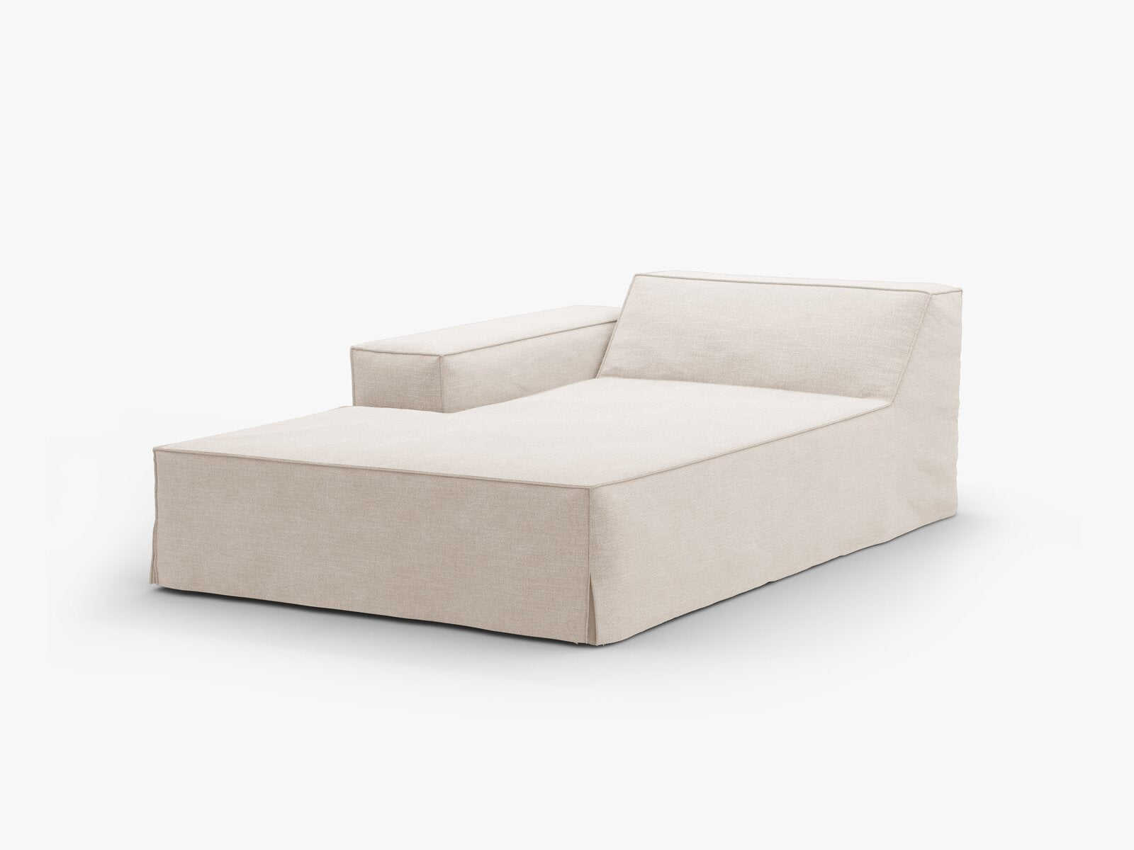 Micadoni Recamiere Jodie 1-Sitzer Links Strukturierter Stoff Lins Beige