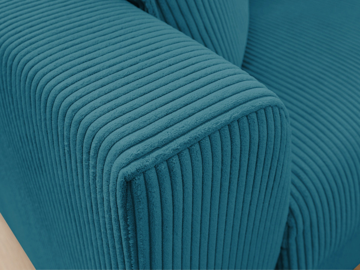 Bobochic Augustin Schlafsofa 3-Sitzer Cordsamt Hellblau, Liegefläche 140 × 200 cm