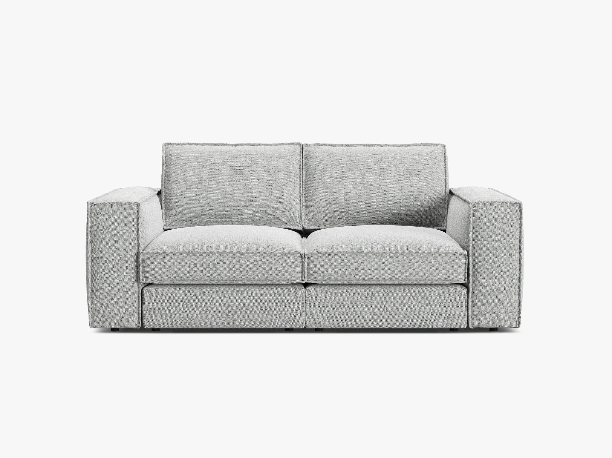 Micadoni modulares Sofa Pola 2-Sitzer Strukturierter Stoff Babel Hellgrau