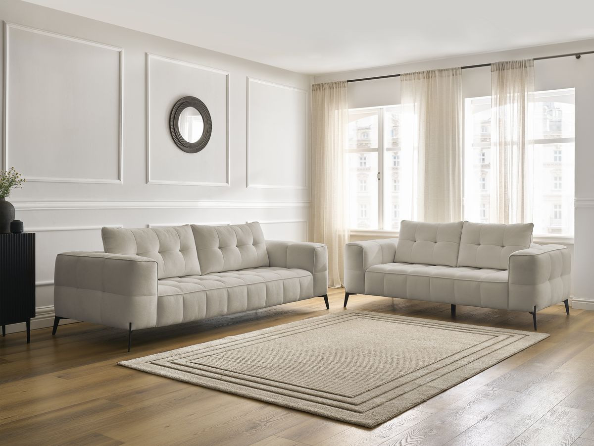 Bobochic Anis Sofa-Set 3- und 2-Sitzer Strukturstoff Beige