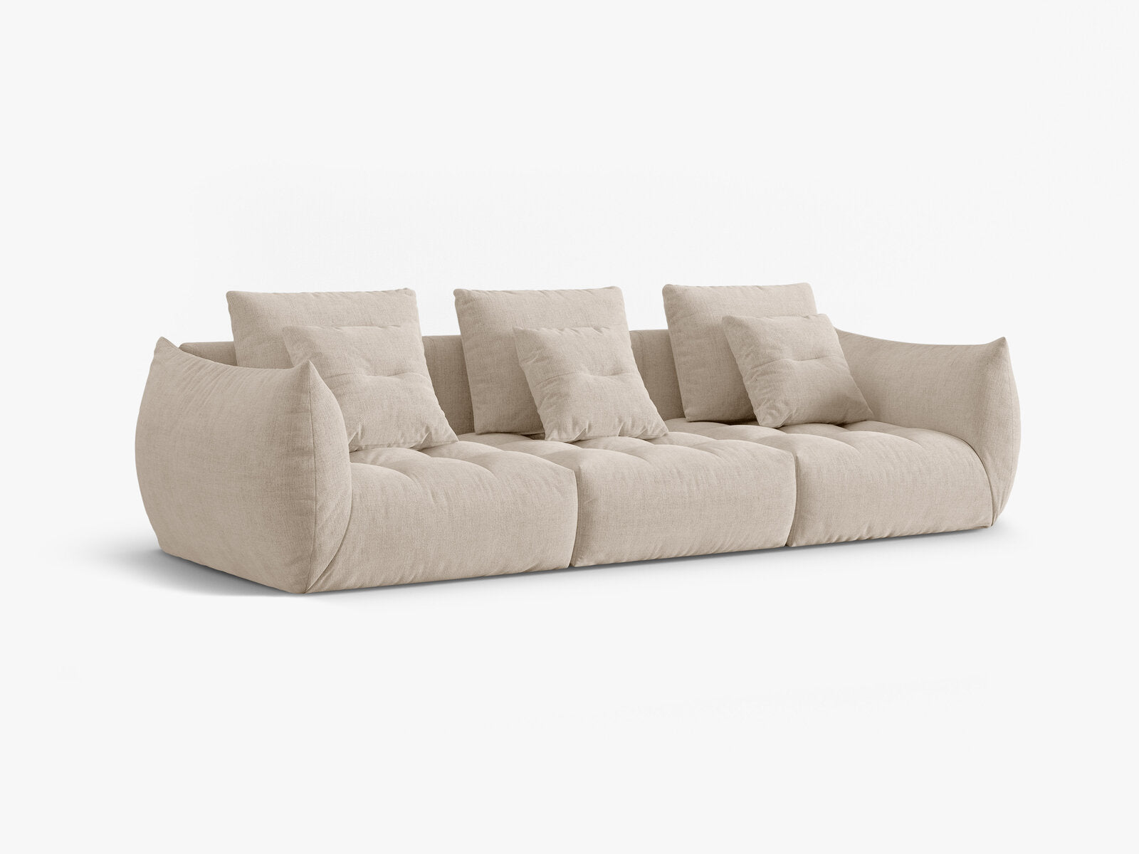 Micadoni Sofa Bloom 4-Sitzer Strukturierter Stoff Wind Helles Beige