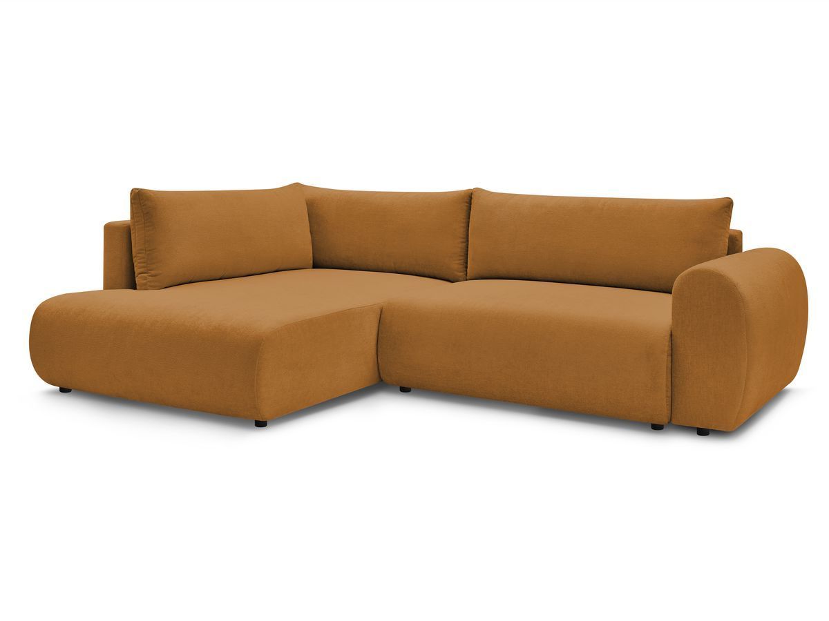 Bobochic Lucien Ecksofa mit Schlaffunktion und Bettkasten 296 × 198 cm Stoff Gelb Ecke links