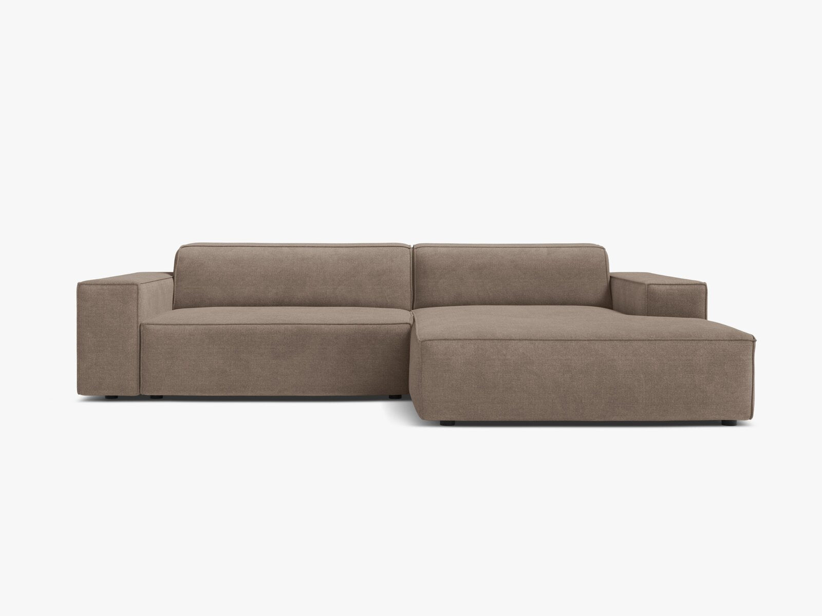 Micadoni Ecksofa Jodie 3-Sitzer Strukturierter Stoff Liberty Cappuccino Rechts