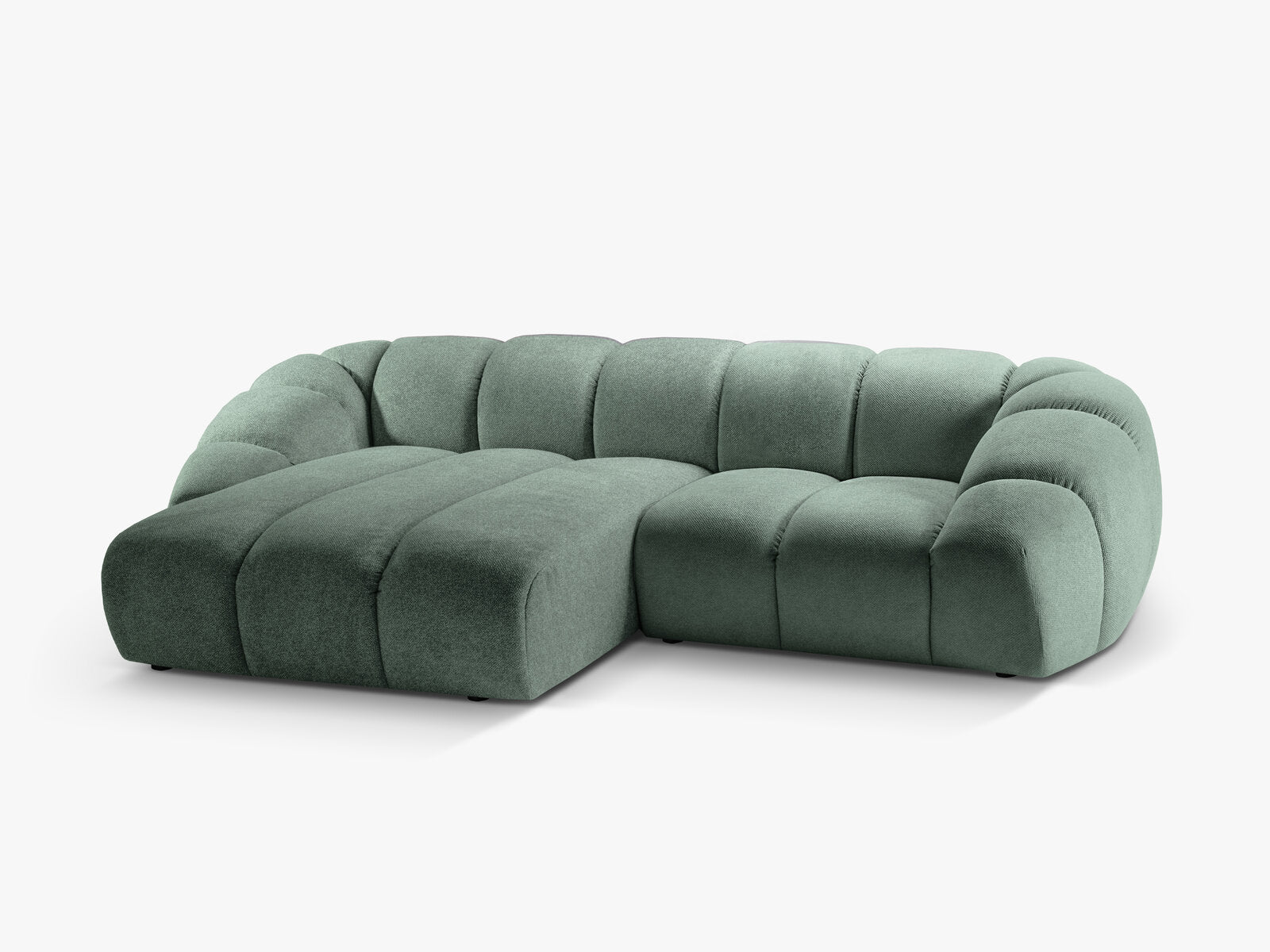 Micadoni Ecksofa Diana 3-Sitzer Links Strukturierter Samt Bubble Minze