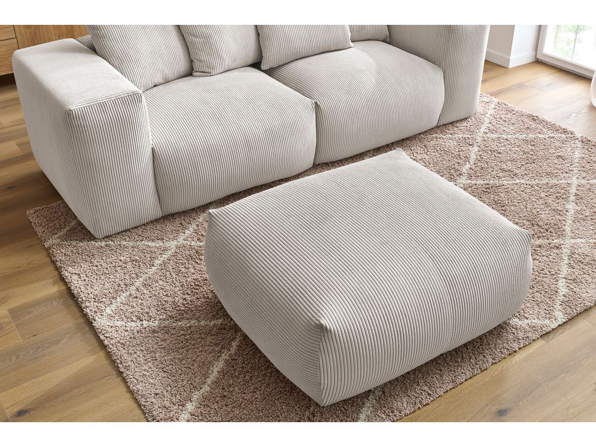 Bobochic Voltaire Sofa 4-Sitzer mit Pouf 248 × 100 cm Cordsamt Beige