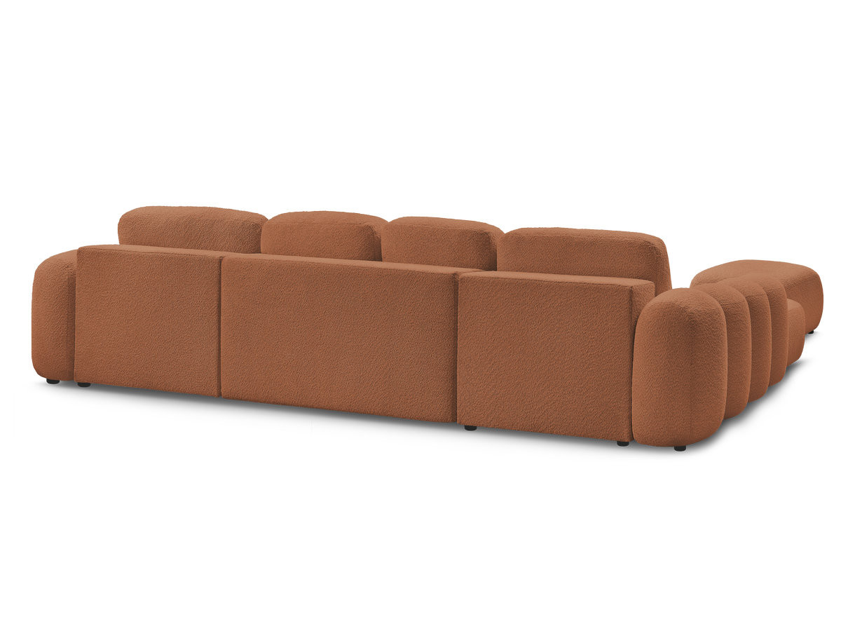 Bobochic Montaigne Wohnlandschaft mit Pouf Bouclé-Stoff Orange Ecke links
